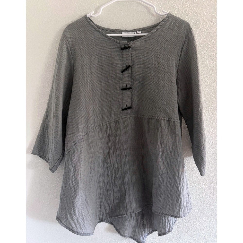 Habitat Clothes‎ to Live In Top Womens Small Gray Tunic Gauzy Lagenlook Artsy